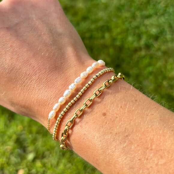 Neiman Marcus 18K Gold Plated Beaded Freshwater Cultured Pearl Bracelet - Picture 2 of 6